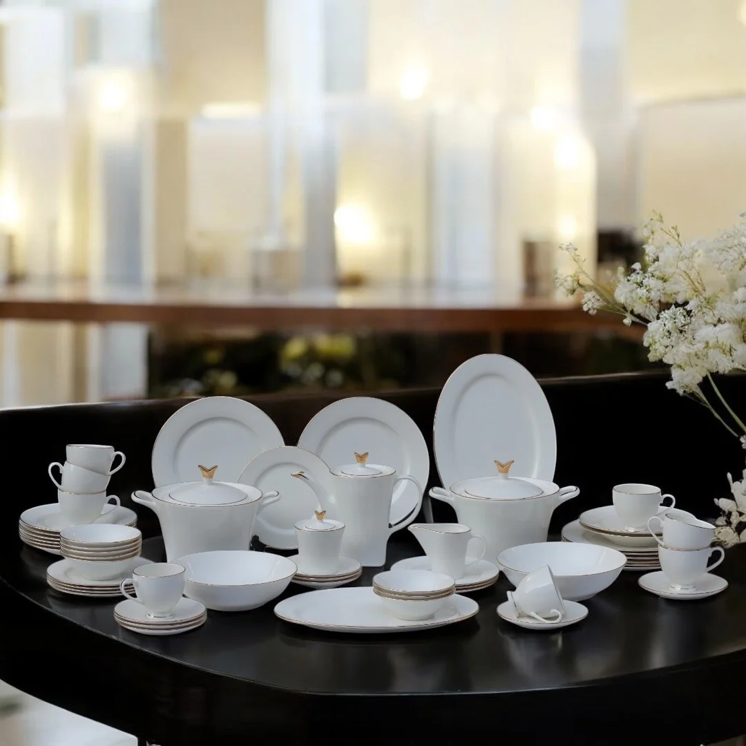 61-Pcs Dinner Set Elegant Designed Gold Tableware